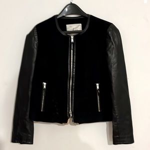 MILLY of New York faux leather/wool jacket